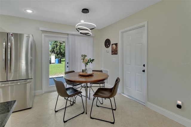 view of tiled dining area