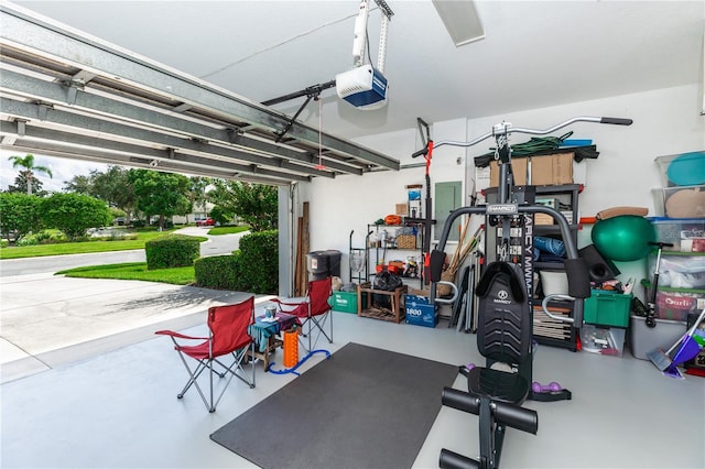 garage with a garage door opener