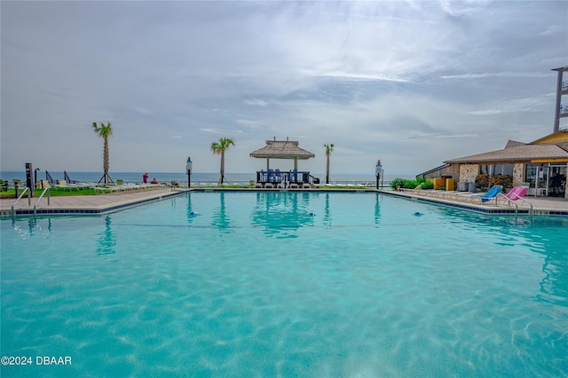 view of pool featuring a gazebo