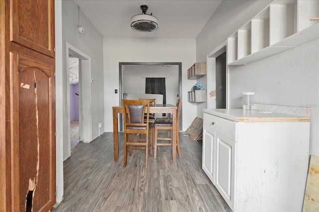 interior space with hardwood / wood-style floors