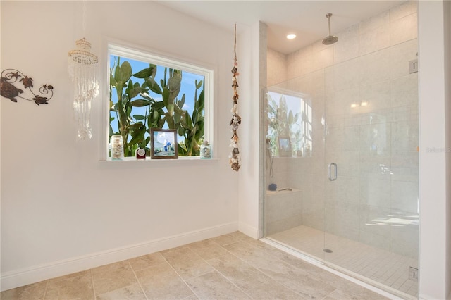 bathroom featuring walk in shower