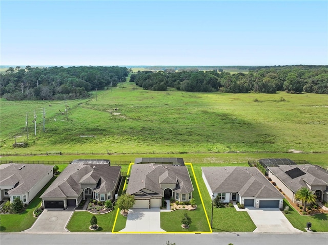 aerial view with a rural view