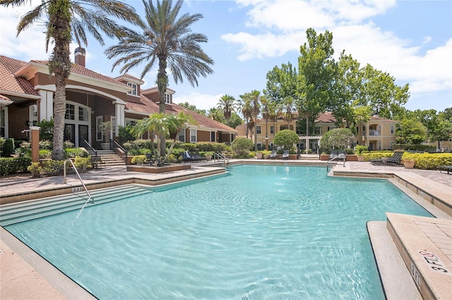 view of pool featuring a patio area