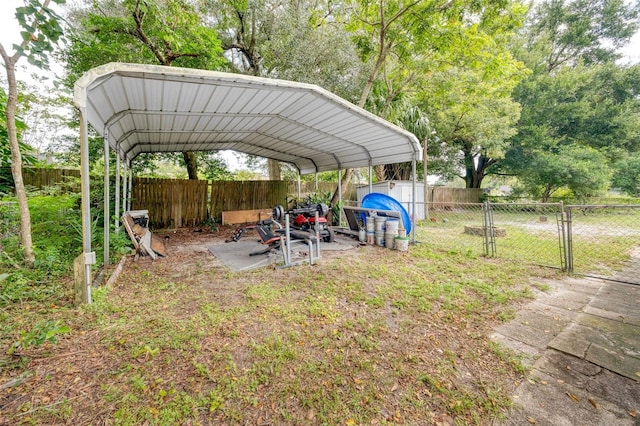 view of yard featuring a carport