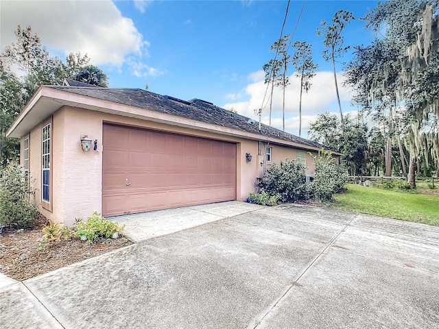 exterior space with a garage