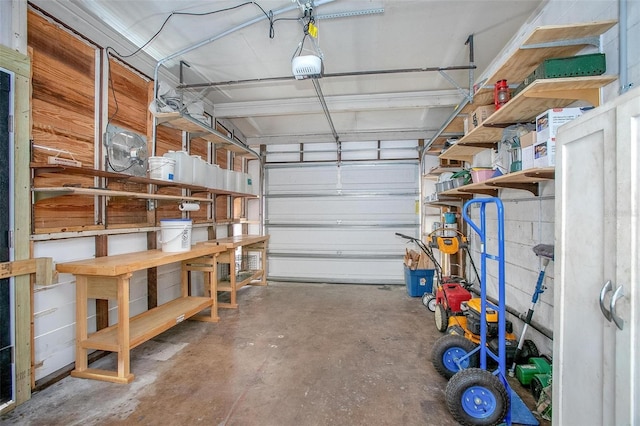 garage with a garage door opener