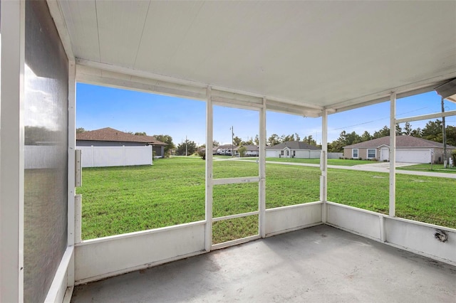 view of unfurnished sunroom