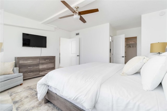 bedroom with a closet and ceiling fan