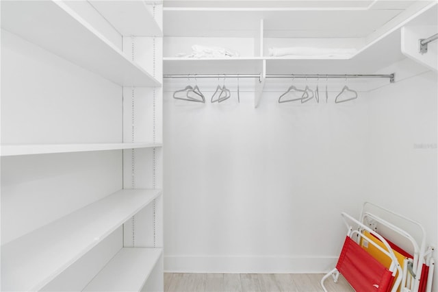 spacious closet featuring light hardwood / wood-style floors