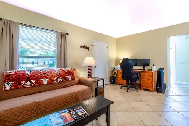 office with light tile patterned floors