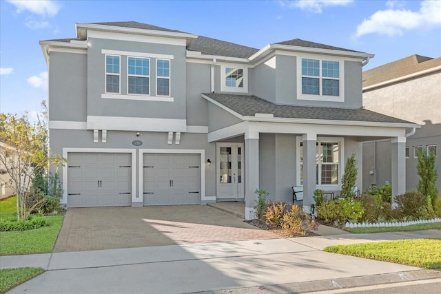 view of front of property featuring a garage