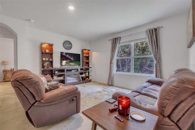 view of tiled living room