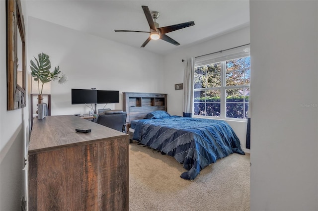 bedroom with carpet and ceiling fan