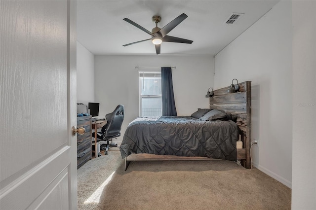 bedroom with carpet and ceiling fan