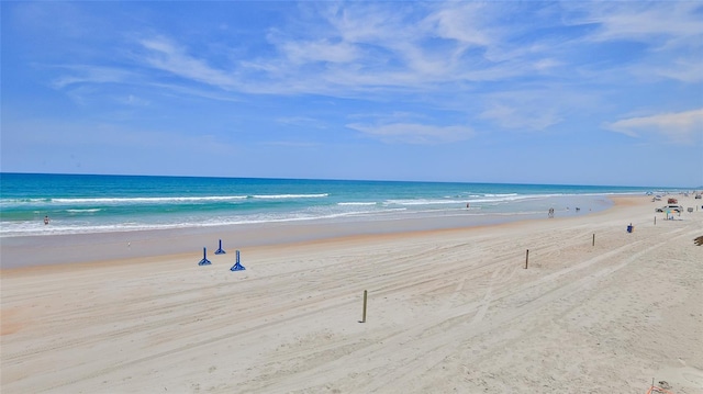 property view of water with a beach view