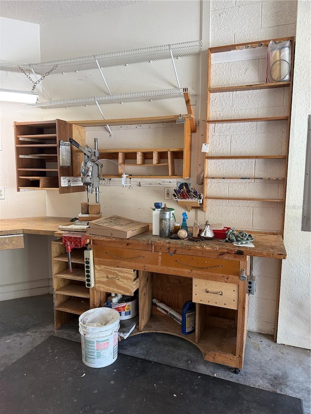 interior space with a workshop area