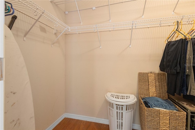 spacious closet with hardwood / wood-style flooring