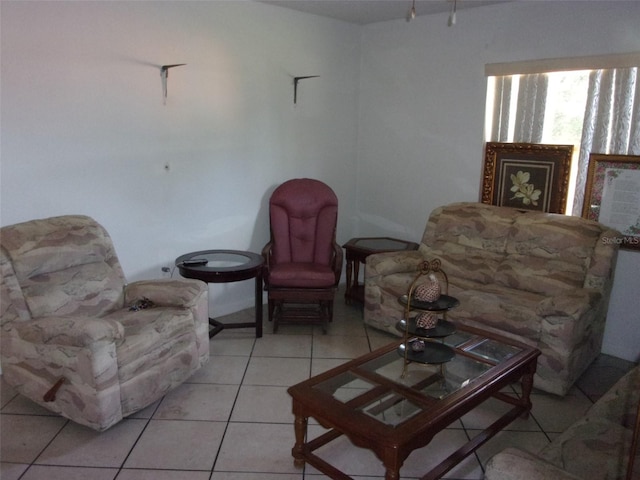 sitting room with light tile patterned flooring