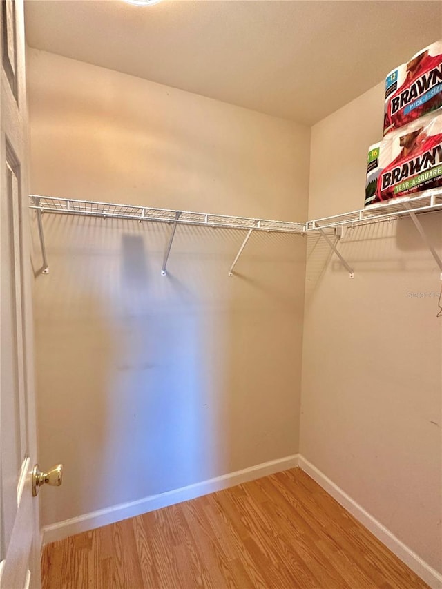 spacious closet with wood finished floors