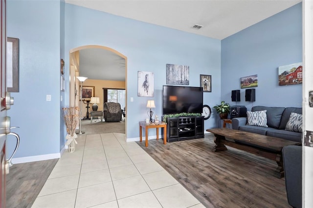 living room featuring light hardwood / wood-style floors