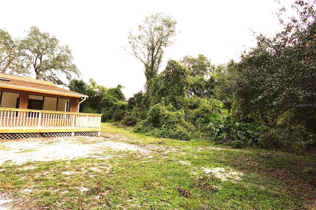 view of yard featuring a deck