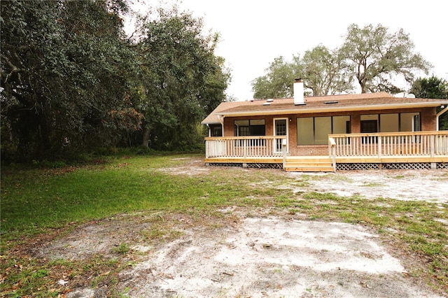 rear view of house with a wooden deck