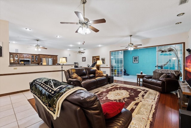 living room featuring light hardwood / wood-style flooring