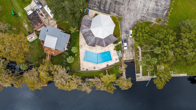 bird's eye view featuring a water view