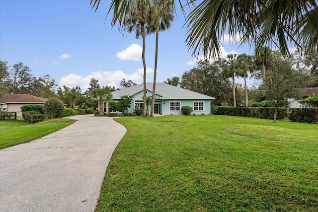 ranch-style house featuring a front lawn