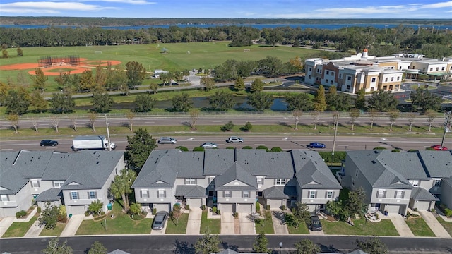 bird's eye view featuring a water view