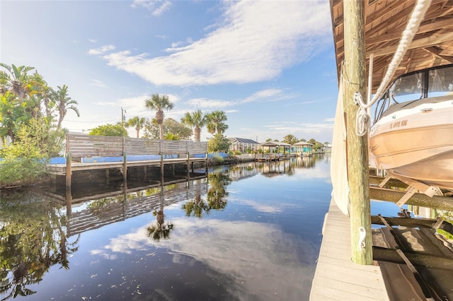 view of dock featuring a water view