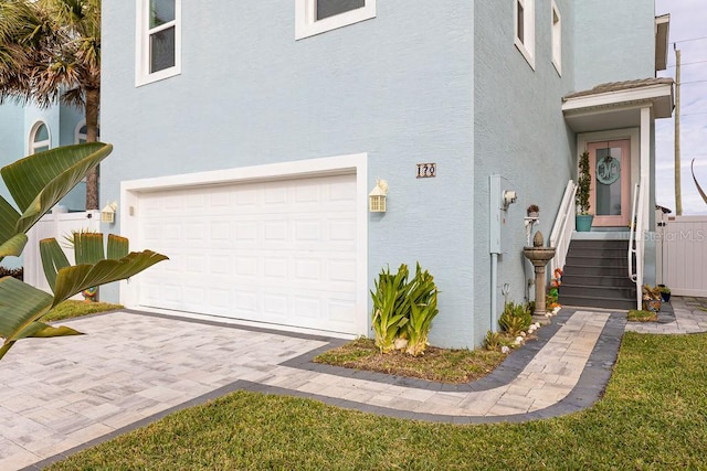 exterior space with a garage