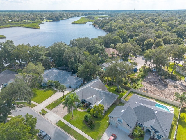 bird's eye view featuring a water view