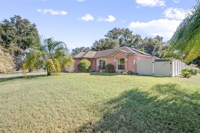 ranch-style house with a front yard