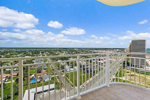 balcony featuring a water view