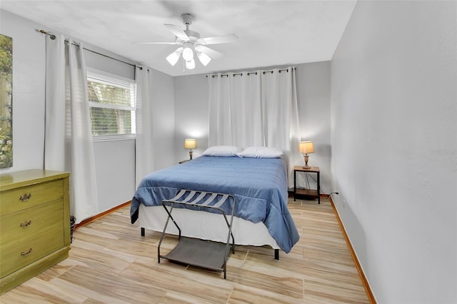 bedroom featuring ceiling fan