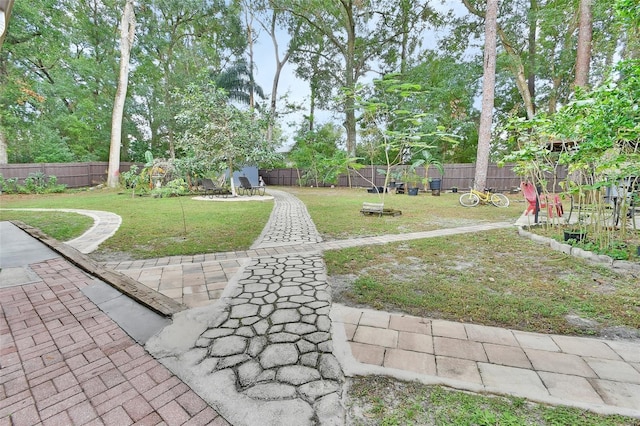 view of yard with a playground