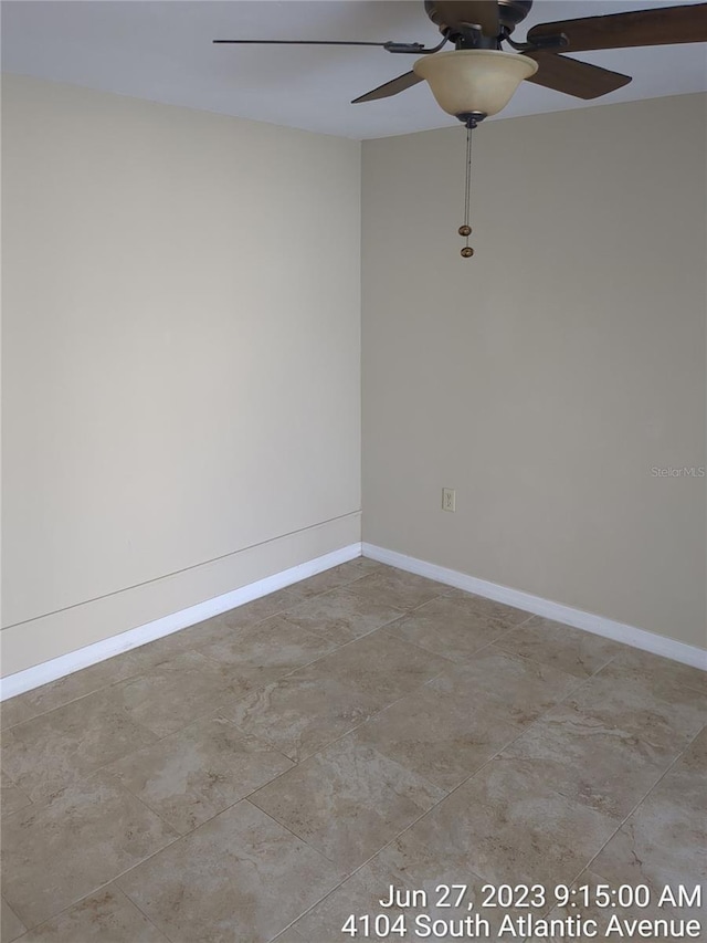 spare room featuring ceiling fan