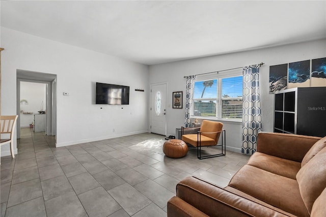 view of tiled living room