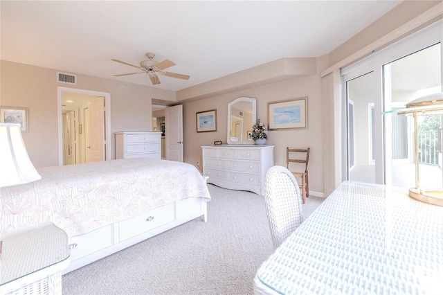 bedroom with carpet flooring and ceiling fan