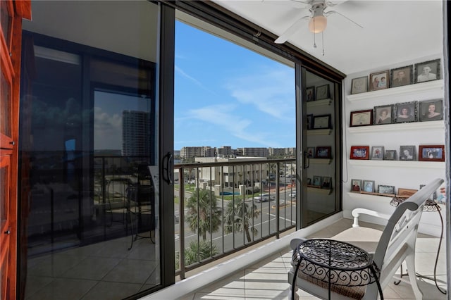 balcony with ceiling fan