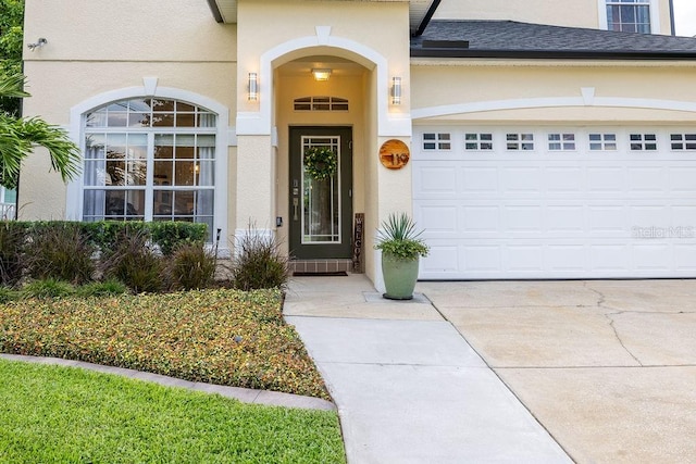 entrance to property with a garage