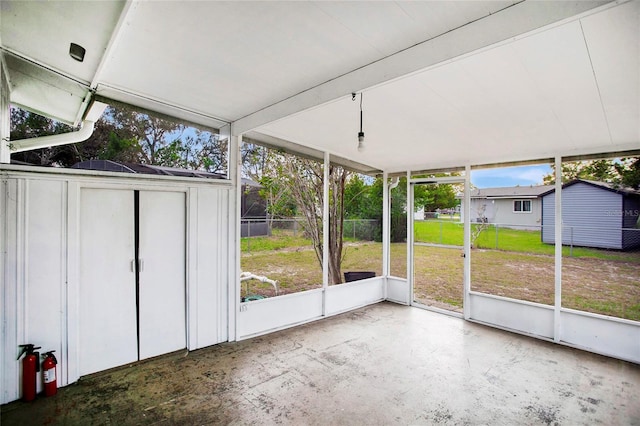 view of unfurnished sunroom