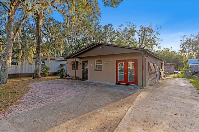 view of front of property with french doors