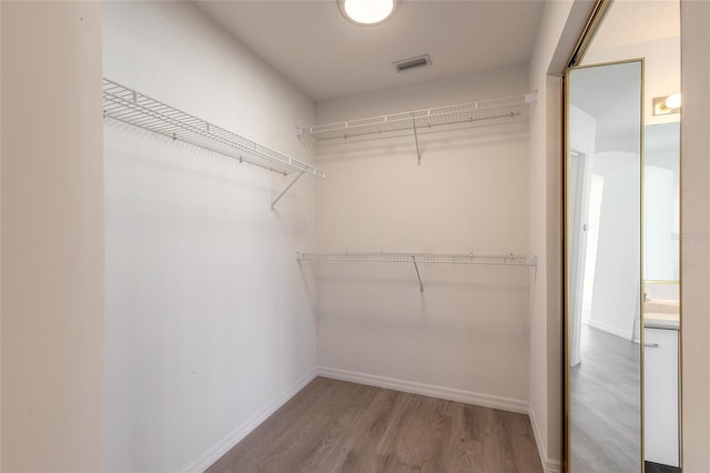 spacious closet with hardwood / wood-style floors