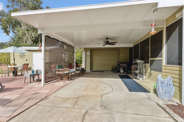 view of patio with ceiling fan