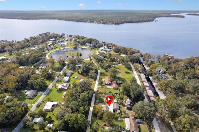 bird's eye view featuring a water view