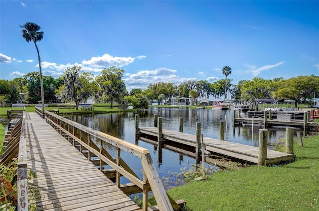 dock area featuring a water view