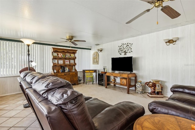 living room featuring light tile patterned floors