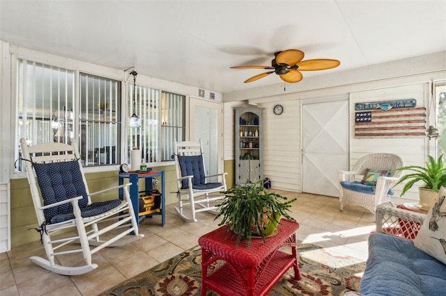 view of patio / terrace featuring ceiling fan